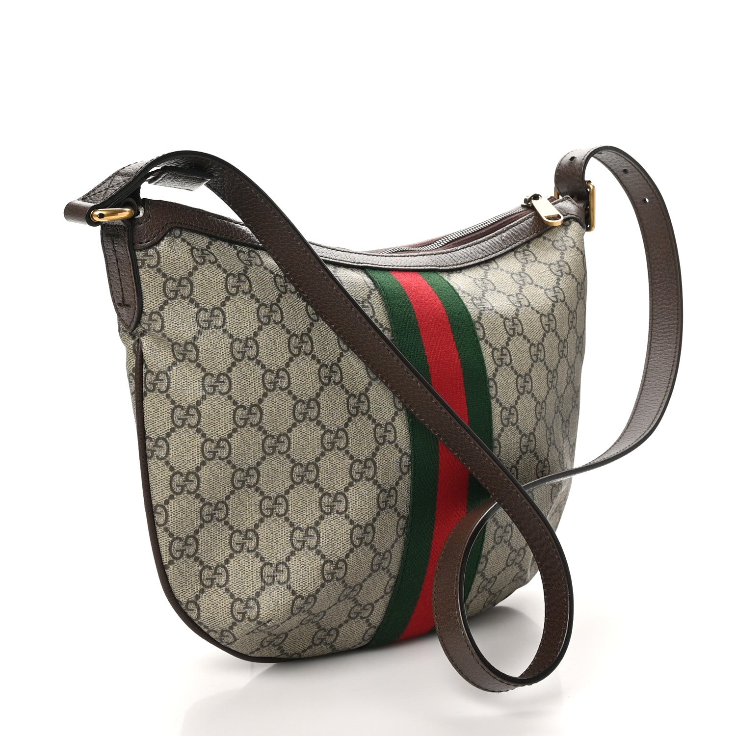 Gucci GG Supreme Monogram Web Small Ophidia Half Moon Hobo Brown 3 of 10