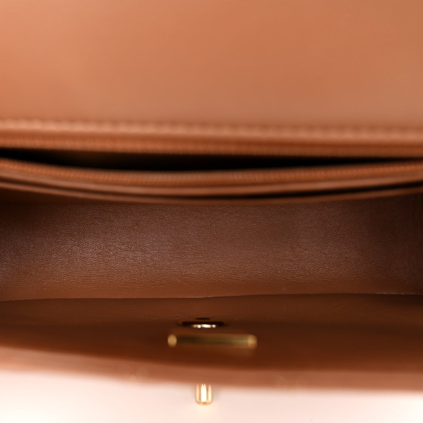 Lambskin Quilted Mini Rectangular Flap Brown