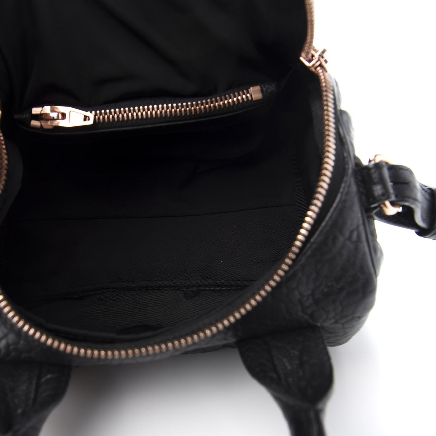 Pebbled Lambskin Mini Rockie Black Rose Gold Hardware