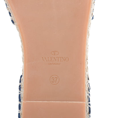 Valentino Garavani Denim Rockstud Ankle Wrap Espadrille 20mm Flats 37 Light Denim 7 of 9