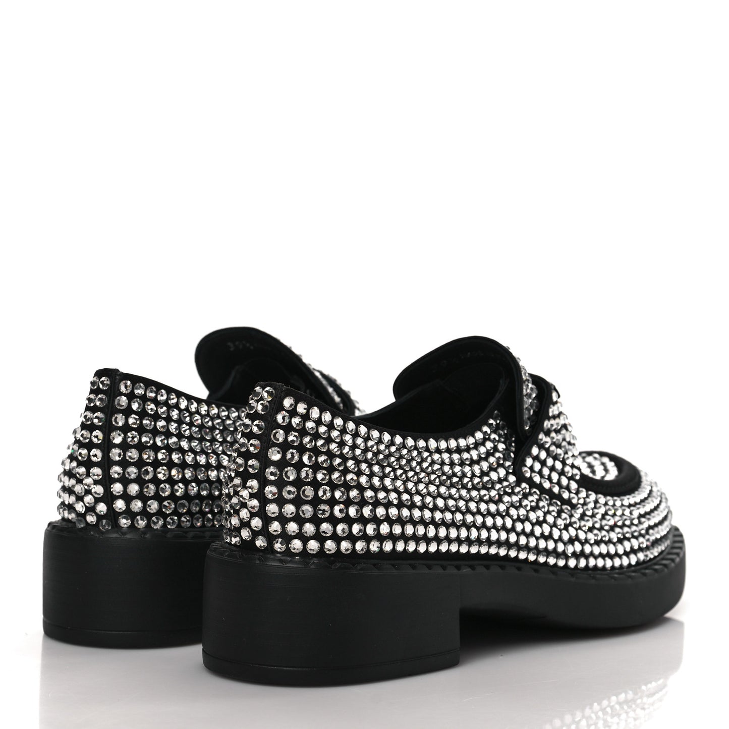 Satin Crystal Metal Triangle Logo 50mm Loafers 39.5 Cristal