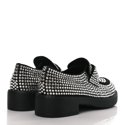 Prada Satin Crystal Metal Triangle Logo 50mm Loafers 39.5 Cristal 4 of 7