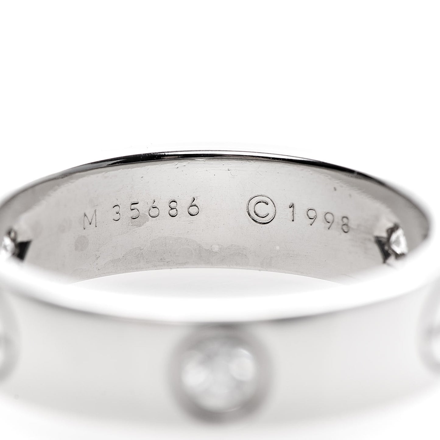 18K White Gold 3 Diamond 5.5mm LOVE Ring 56 7.5