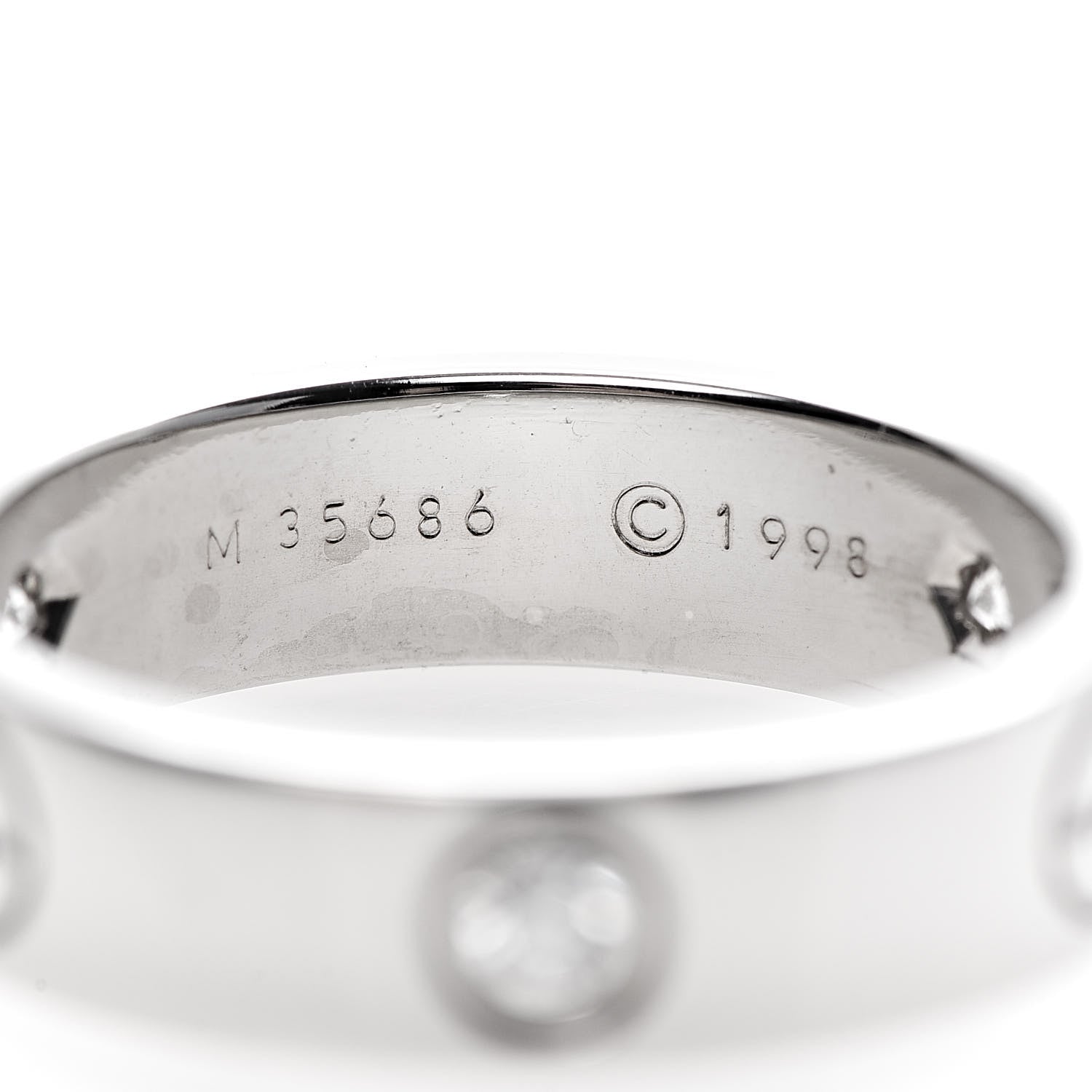 Cartier 18K White Gold 3 Diamond 5.5mm LOVE Ring 56 7.5 5 of 6