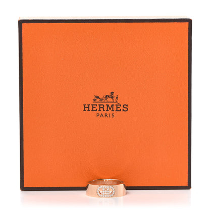 Hermes 18K Rose Gold Diamond PM H D'Ancre Ring 49 4.75 5 of 5