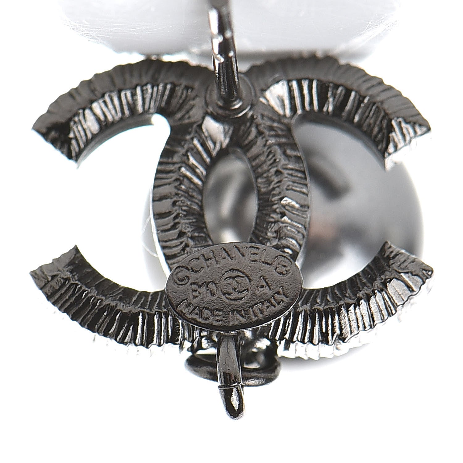 Chanel Ruthenium Baguette CC Drop Earrings 4 of 5