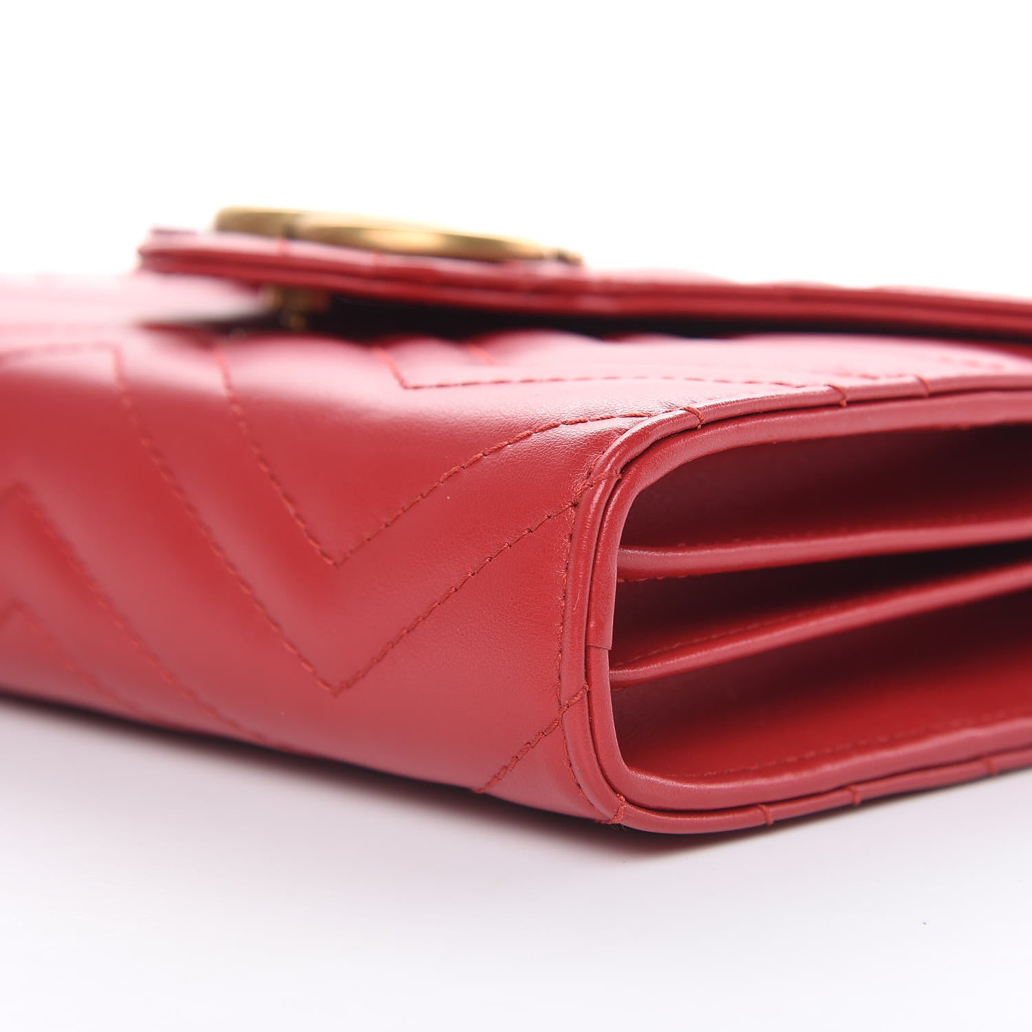 Gucci Calfskin Matelasse GG Marmont Chain Wallet Hibiscus Red 9 of 11