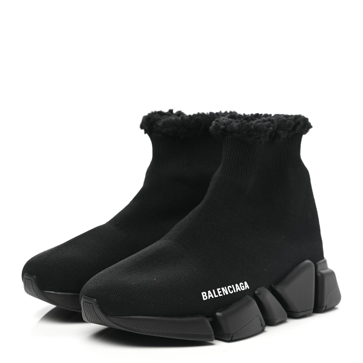 Technical 3D Recycled Knit Fake Fur Womens Speed 2.0 Sneakers 36 Monocolor Black