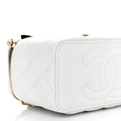 Chanel Caviar Quilted Small Vanity Case With Chain White 9 of 10