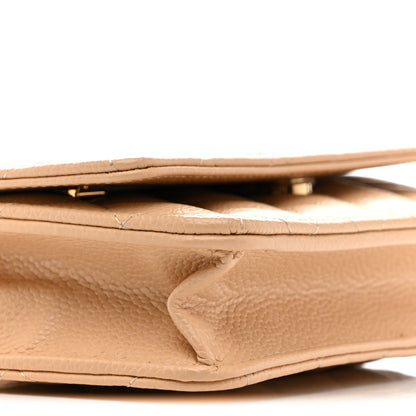 Chanel Caviar Quilted Wallet on Chain WOC Beige 10 of 11