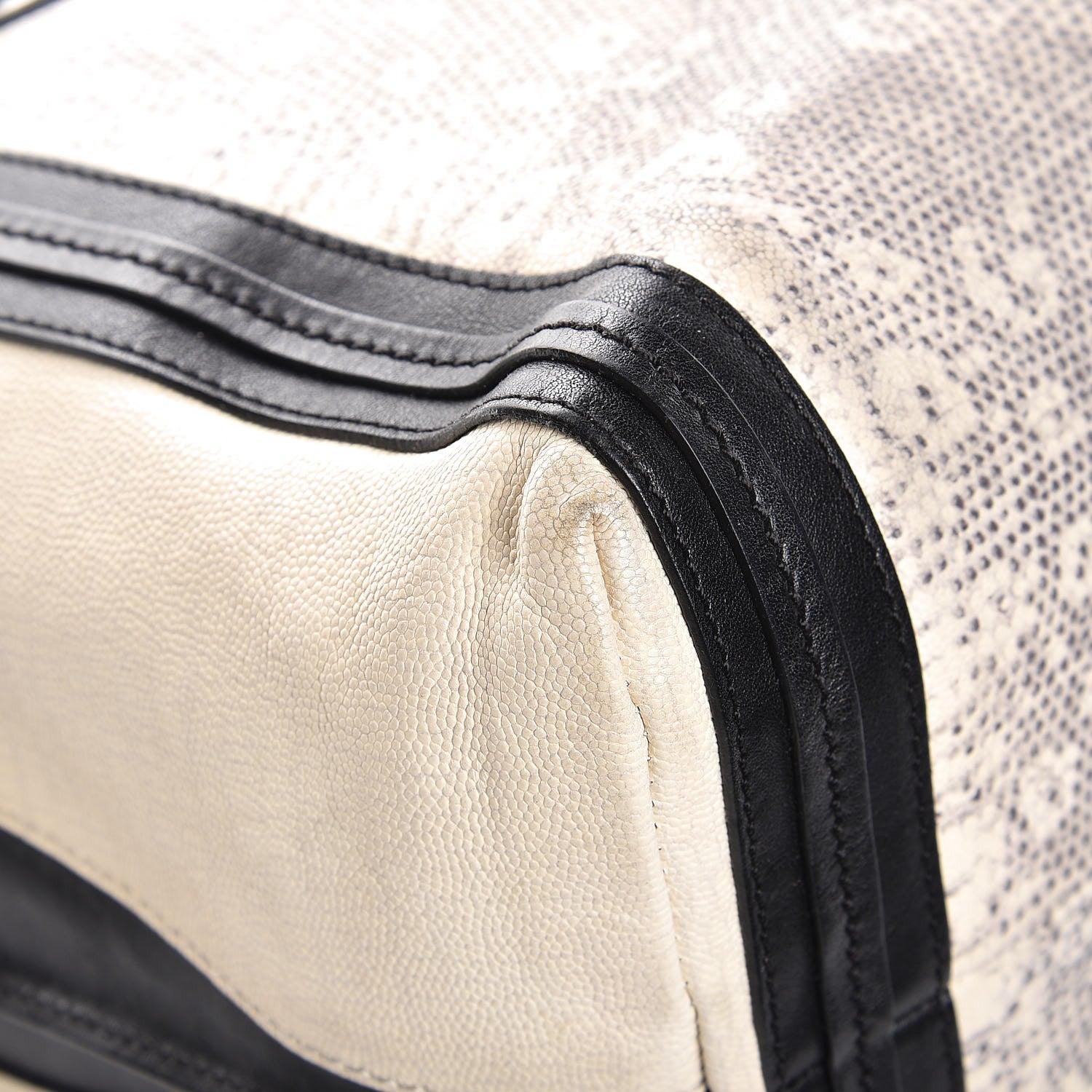 Chloe Grained Calfskin Lizard Embossed Mini Alison East West Tote Black White 14 of 15