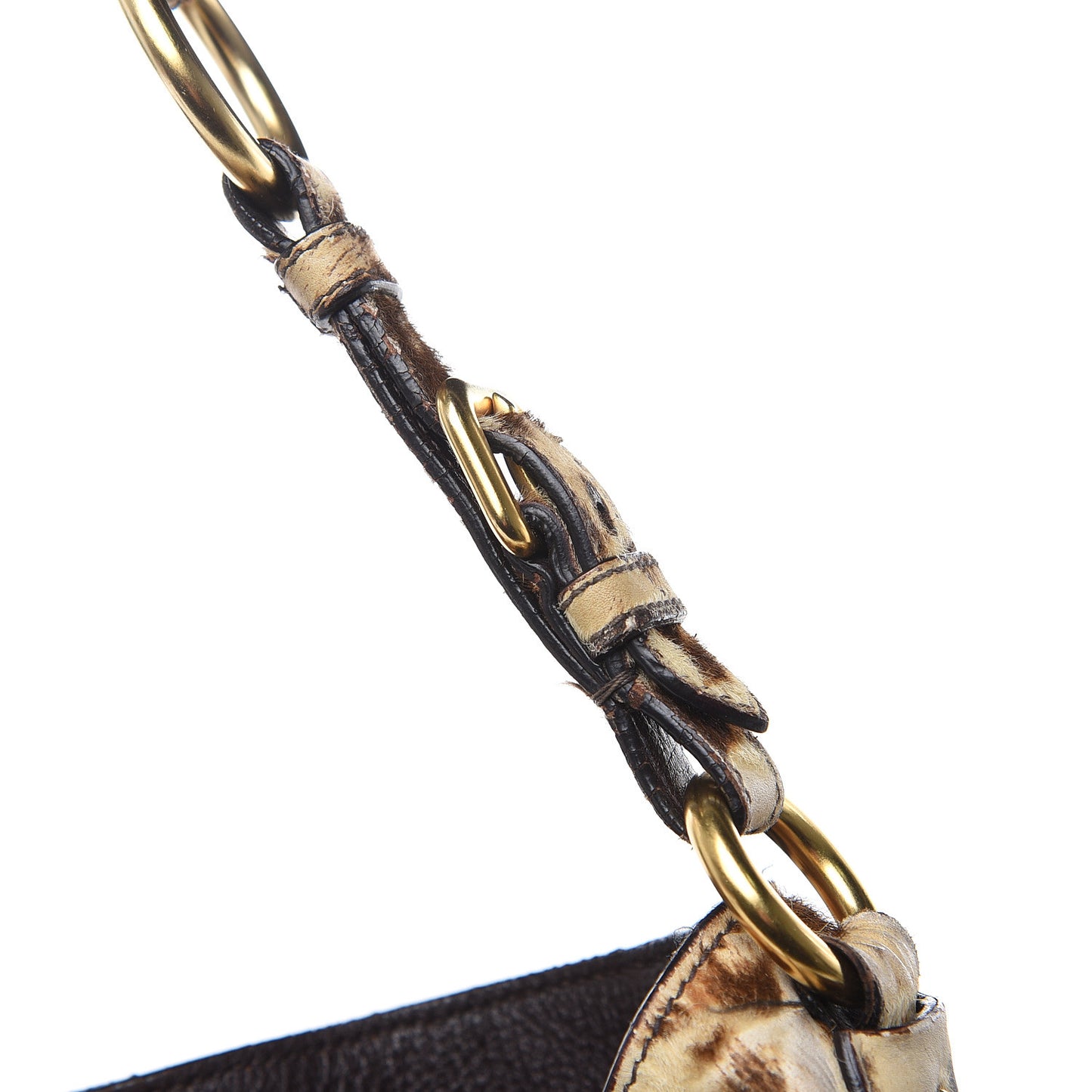 Calf Hair Leopard Print Shoulder Bag Avorio