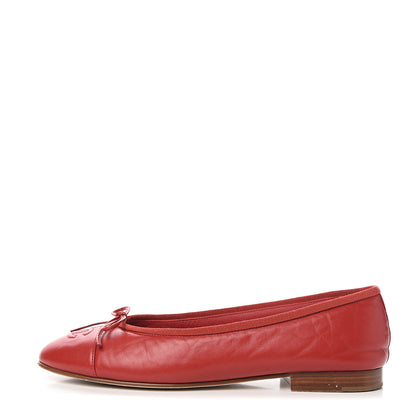 Chanel Lambskin Cap Toe Ballerina Flats 38 Red 1 of 8