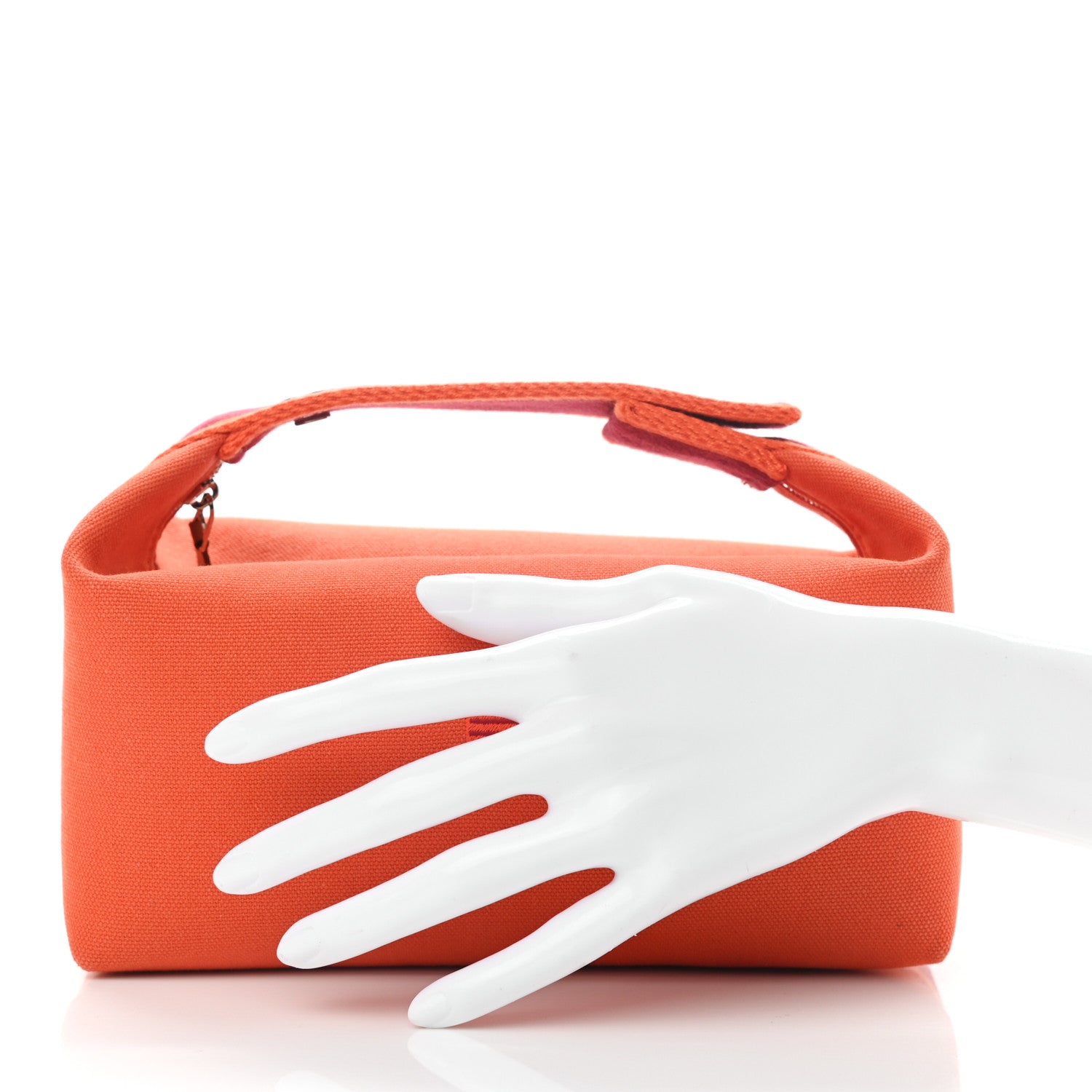 Hermes Canvas Small Bride-A-Brac Pouch Orange Burgundy 3 of 8