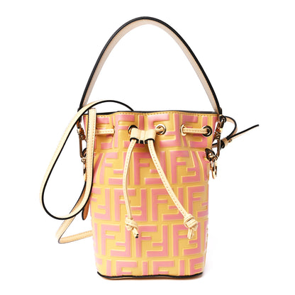 Fendi Vitello Liberty F is Fendi Bi-Color FF 1974 Embossed Mini Mon Tresor Bucket Bag Savana Lollypop 1 of 13