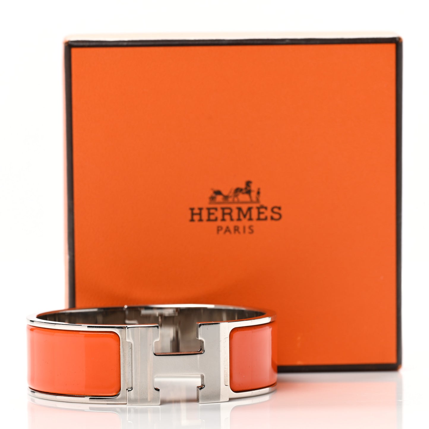 Enamel Wide Clic Clac H Bracelet GM Orange