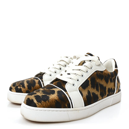 Christian Louboutin Crepe Satin Calfskin Womens Vieira Orlato Flat Sneakers 39 Brown White 4 of 9