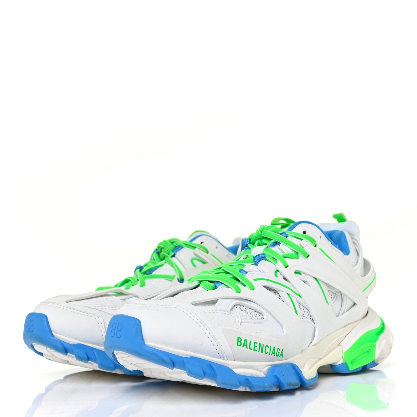 Mesh Rubber Womens Track Sneakers 39 White Green Blue