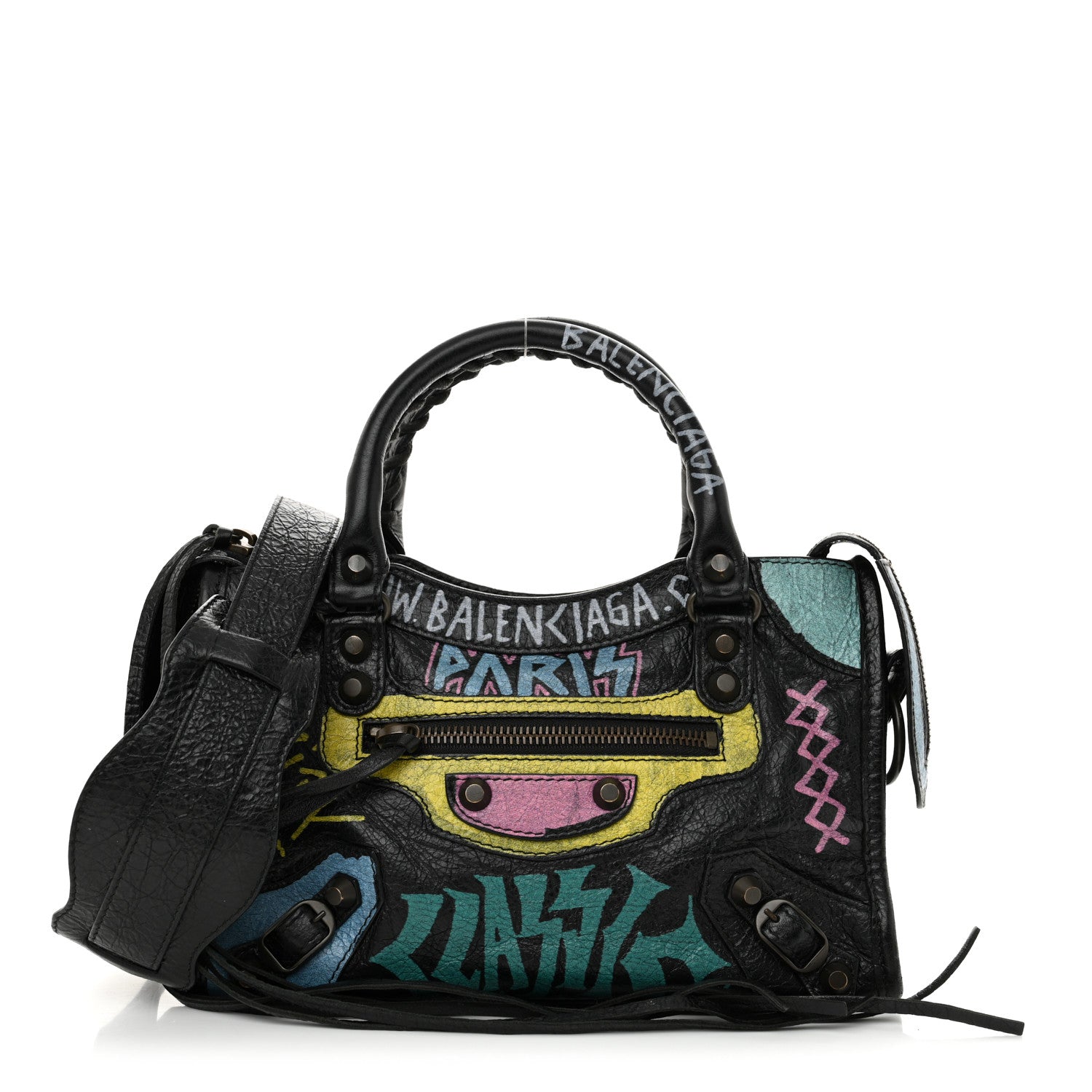 Balenciaga Agneau Arena Graffiti All Over Classic Hardware Mini City Black Multicolor 1 of 11