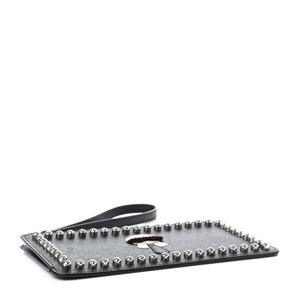 Fendi Vitello Elite Mink Fur Studded Karlito Zip Pouch Black 4 of 7