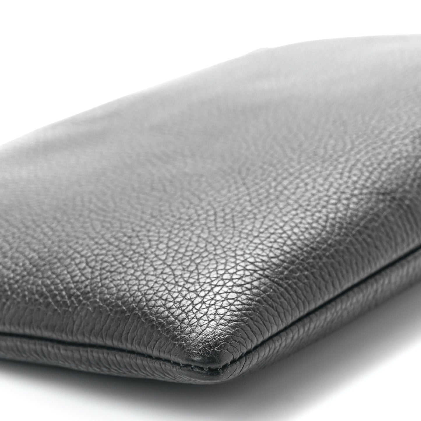 Pebbled Calfskin Animalier Tiger Zip Pouch Black
