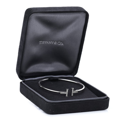 Tiffany 18K White Gold Diamond T Wire Bracelet 4 of 4