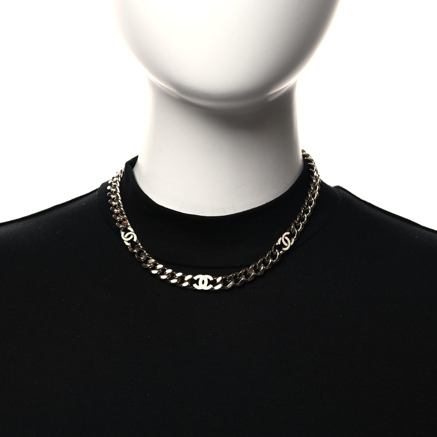 Metal Enamel Chain CC Choke Gold White