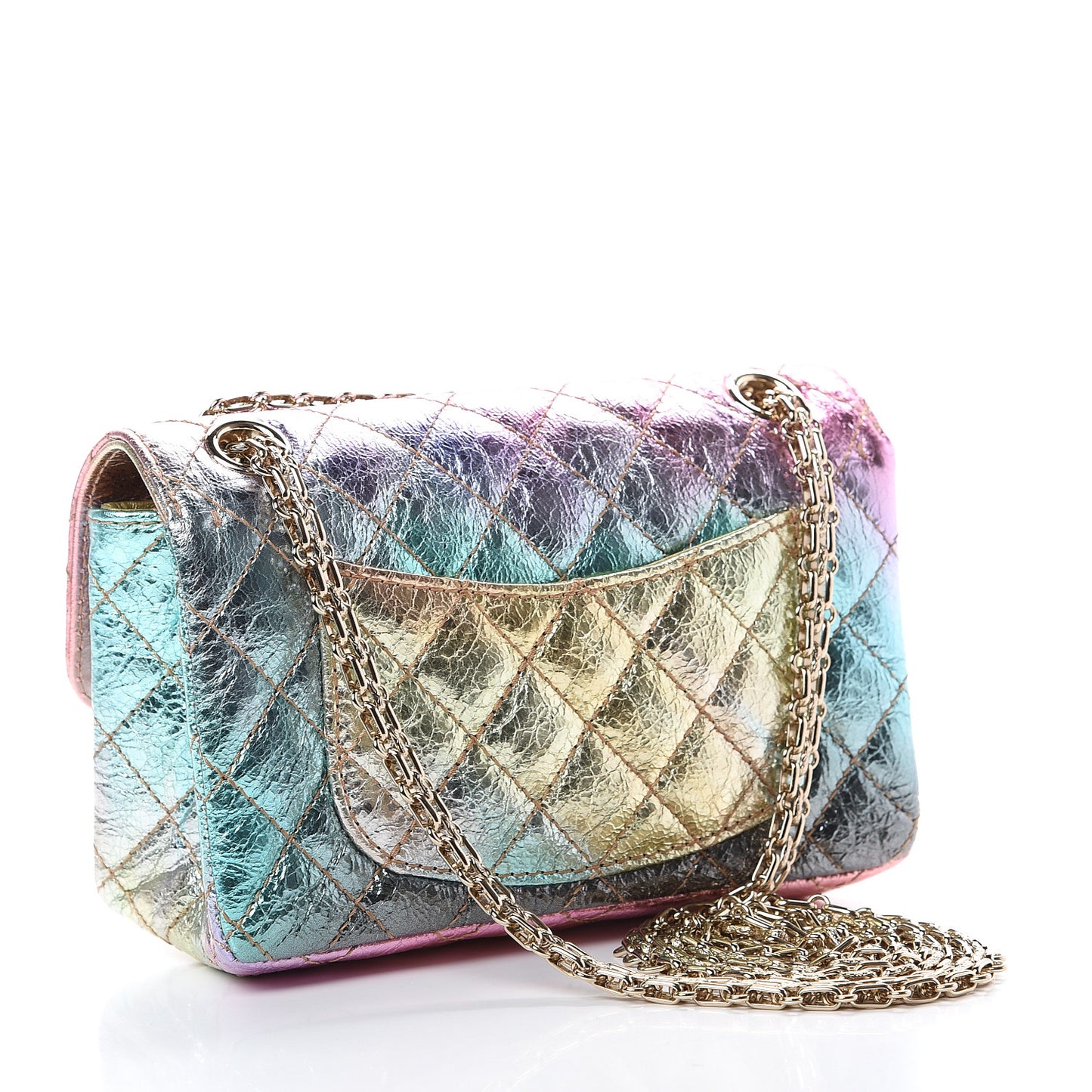 Metallic Goatskin Quilted Mini 2.55 Reissue Flap Multicolor