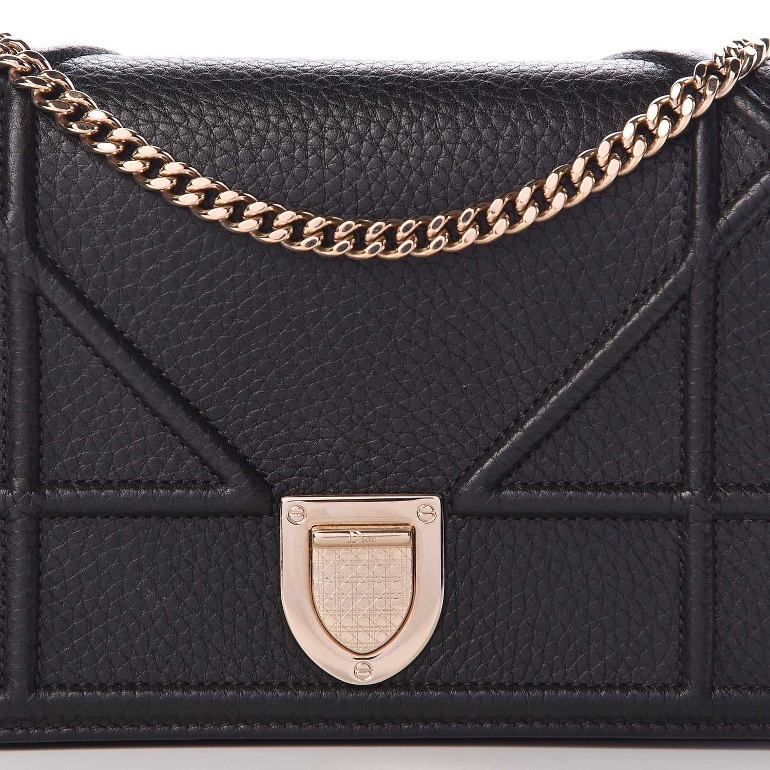 Christian Dior Grained Calfskin Diorama Wallet on Chain Pouch Black 8 of 10
