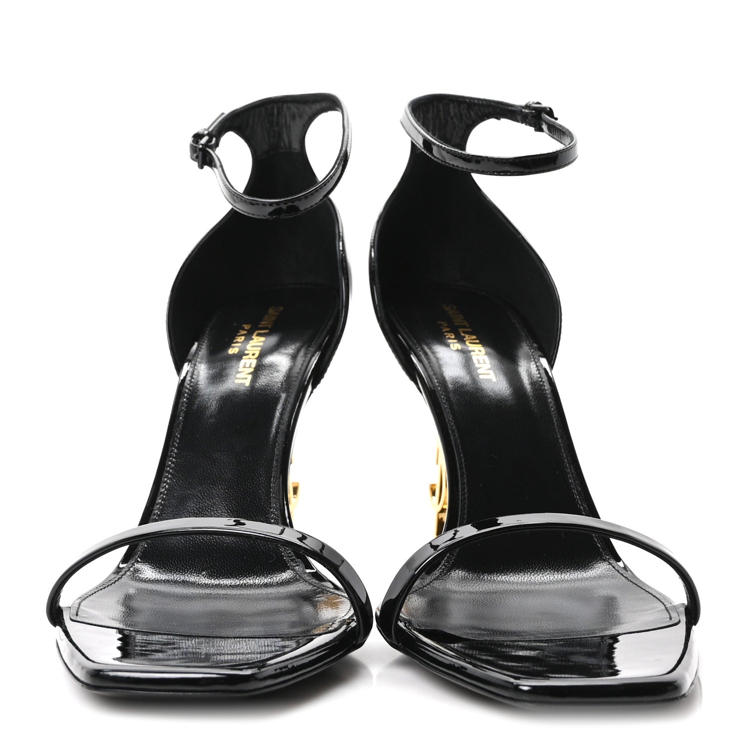 Saint Laurent Patent Calfskin Opyum 85 Sandals 41 Black Gold 3 of 10