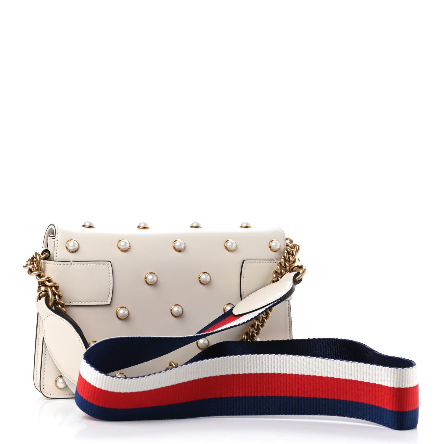 Gucci Nappa Pearl Studded Mini Queen Margaret Broadway Shoulder Bag Mystic White 2 of 4