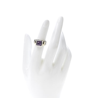 David Yurman Sterling Silver 14K Yellow Gold Amethyst Cable Ring 50 5.5 2 of 5