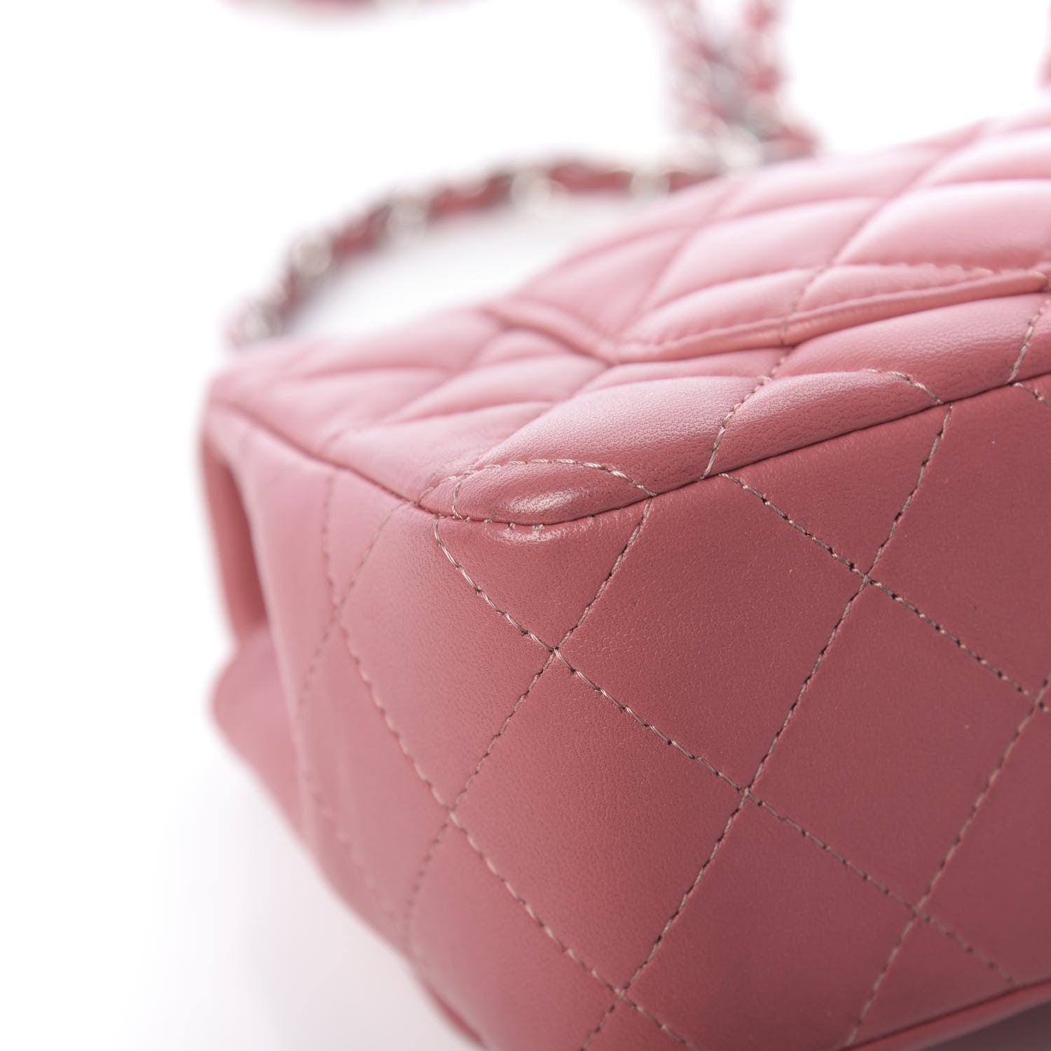 Chanel Lambskin Quilted Mini Rectangular Flap Pink 13 of 14
