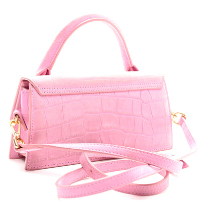 Jacquemus Nubuck Crocodile Embossed Le Chiquito Long Pink 2 of 9