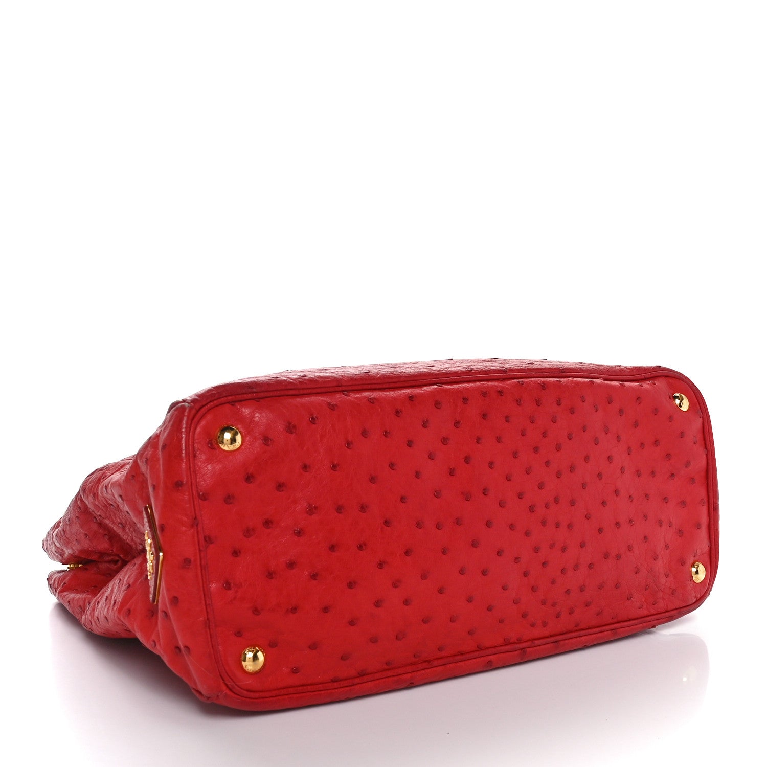 Prada Ostrich Large Galleria Double Zip Tote Fuoco 4 of 9