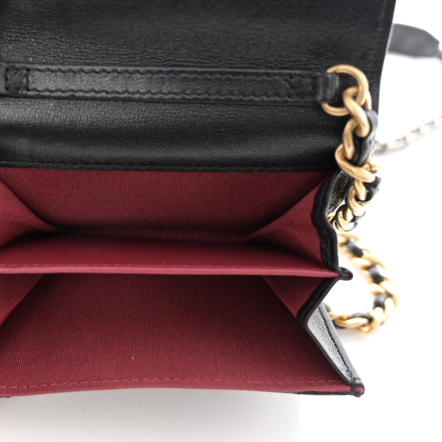 Lambskin Quilted Chanel 19 Flap Coin Purse With Chain Black