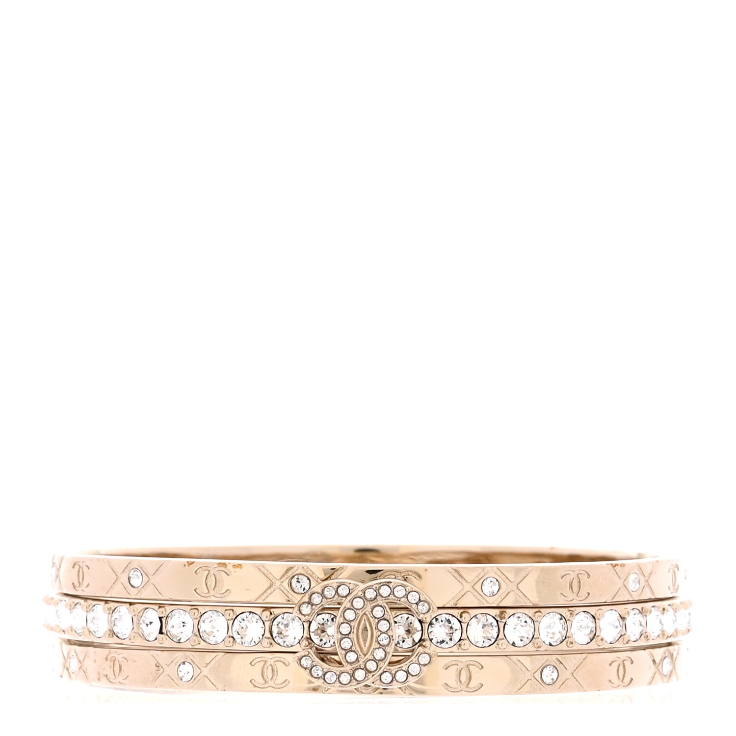 Chanel Crystal CC Bangle Set of 3 Gold 1 of 6