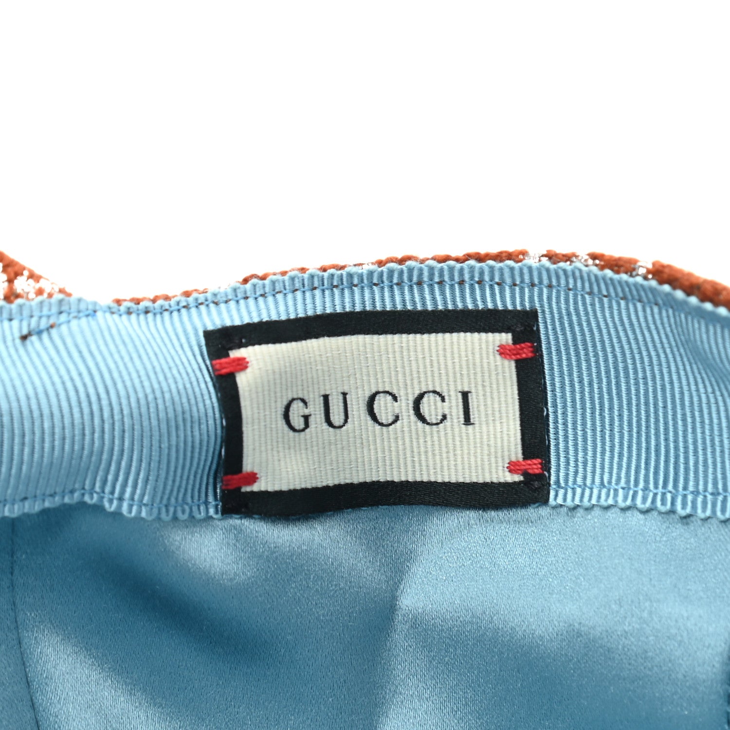 Gucci Canvas Lame GG Monogram Rush Baseball Hat M Burnt Orange Silver 8 of 10