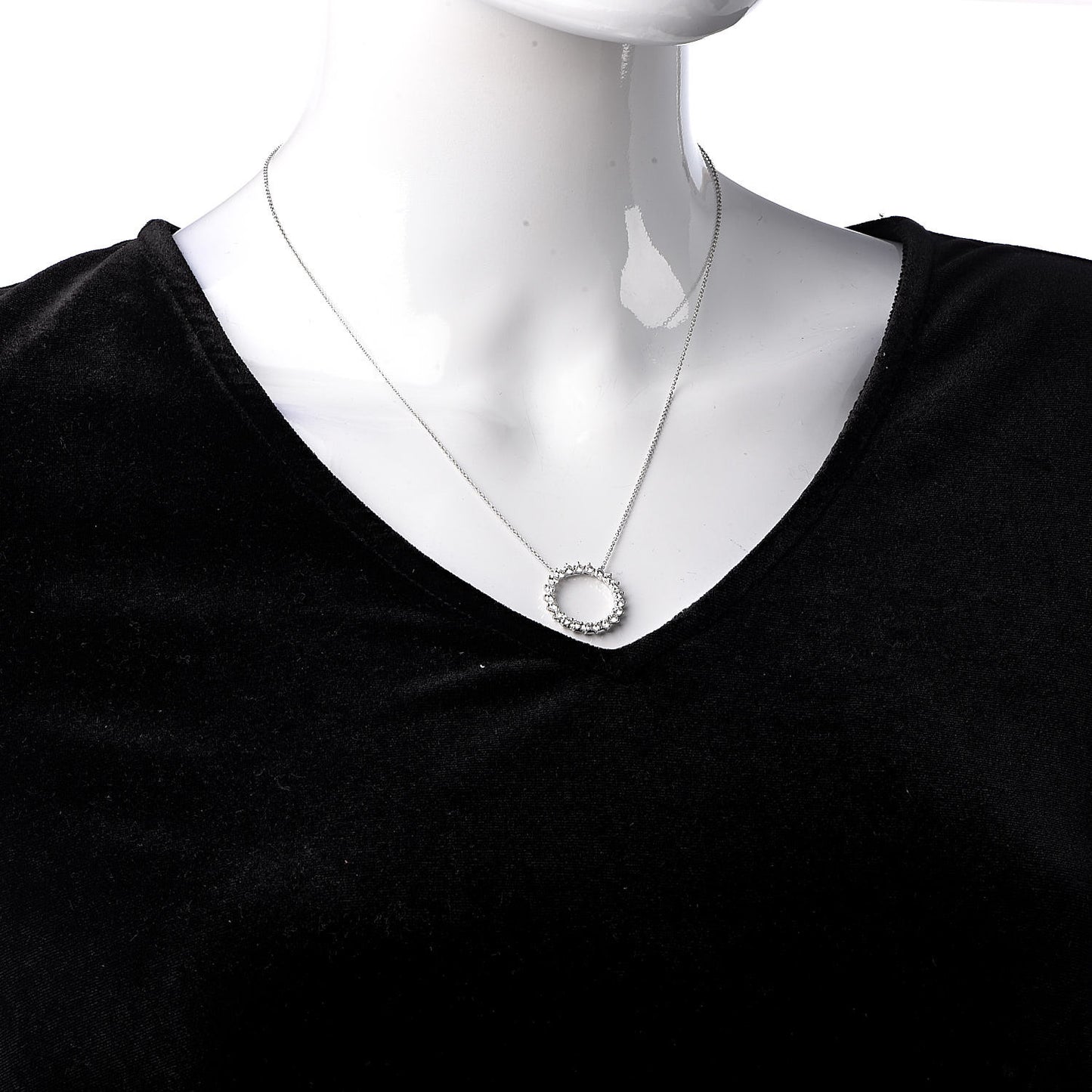 Platinum Diamond Open Circle Pendant Necklace