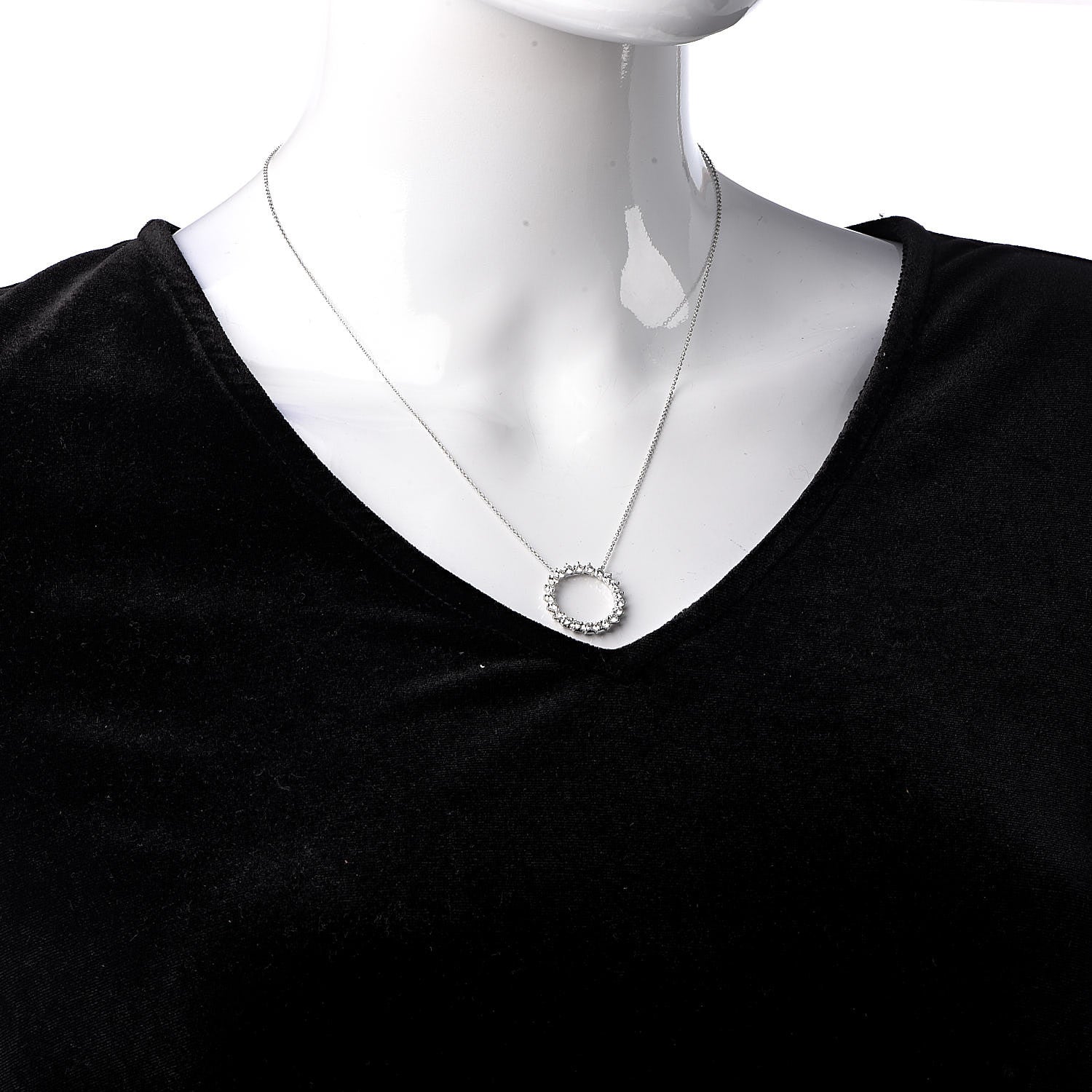 Tiffany Platinum Diamond Open Circle Pendant Necklace 2 of 7