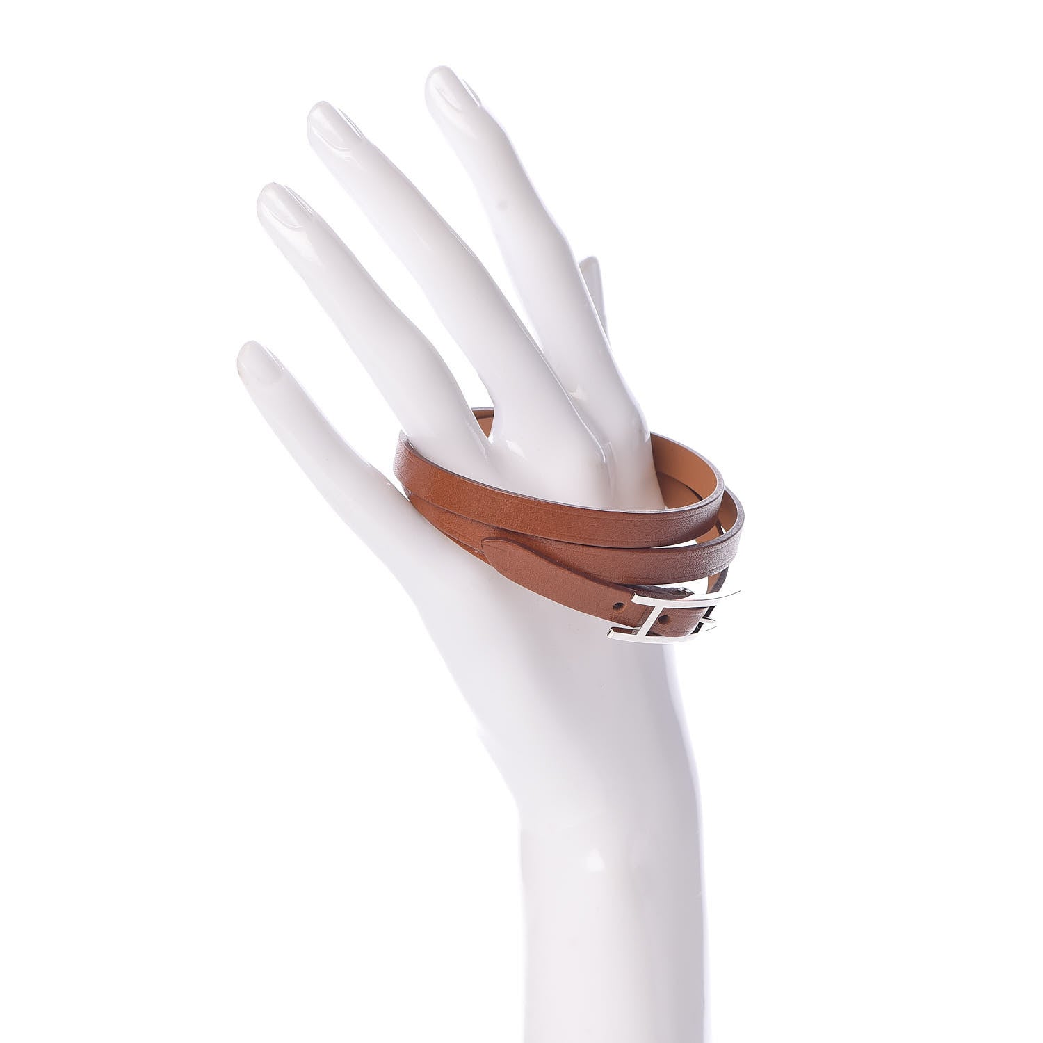 Hermes Tadelakt Hapi 3 MM Triple Tour Bracelet S Fauve 2 of 7