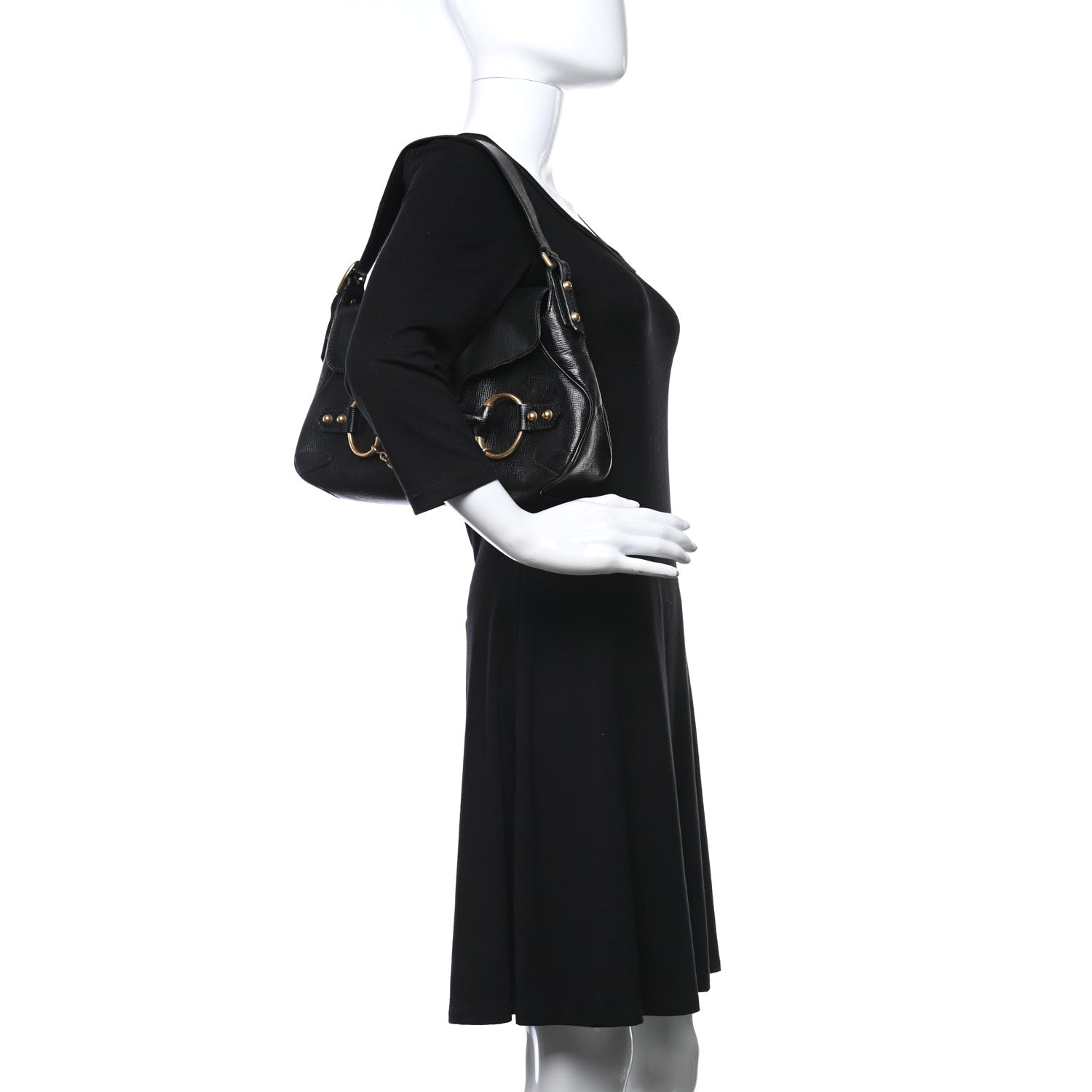 Gucci Leather Horsebit Flap Bag Black 2 of 10