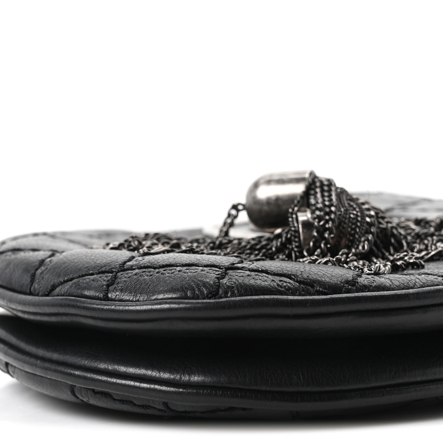 Calfskin Quilted Coco Sporran Small Tassel Flap Black