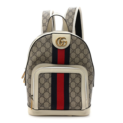 Gucci GG Supreme Monogram Textured Calfskin Web Small Ophidia Day Backpack Beige Ebony Mystic White 1 of 14