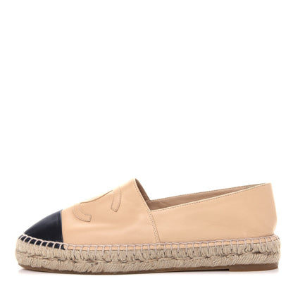 Chanel Lambskin CC Espadrilles 39 Beige Black 1 of 11