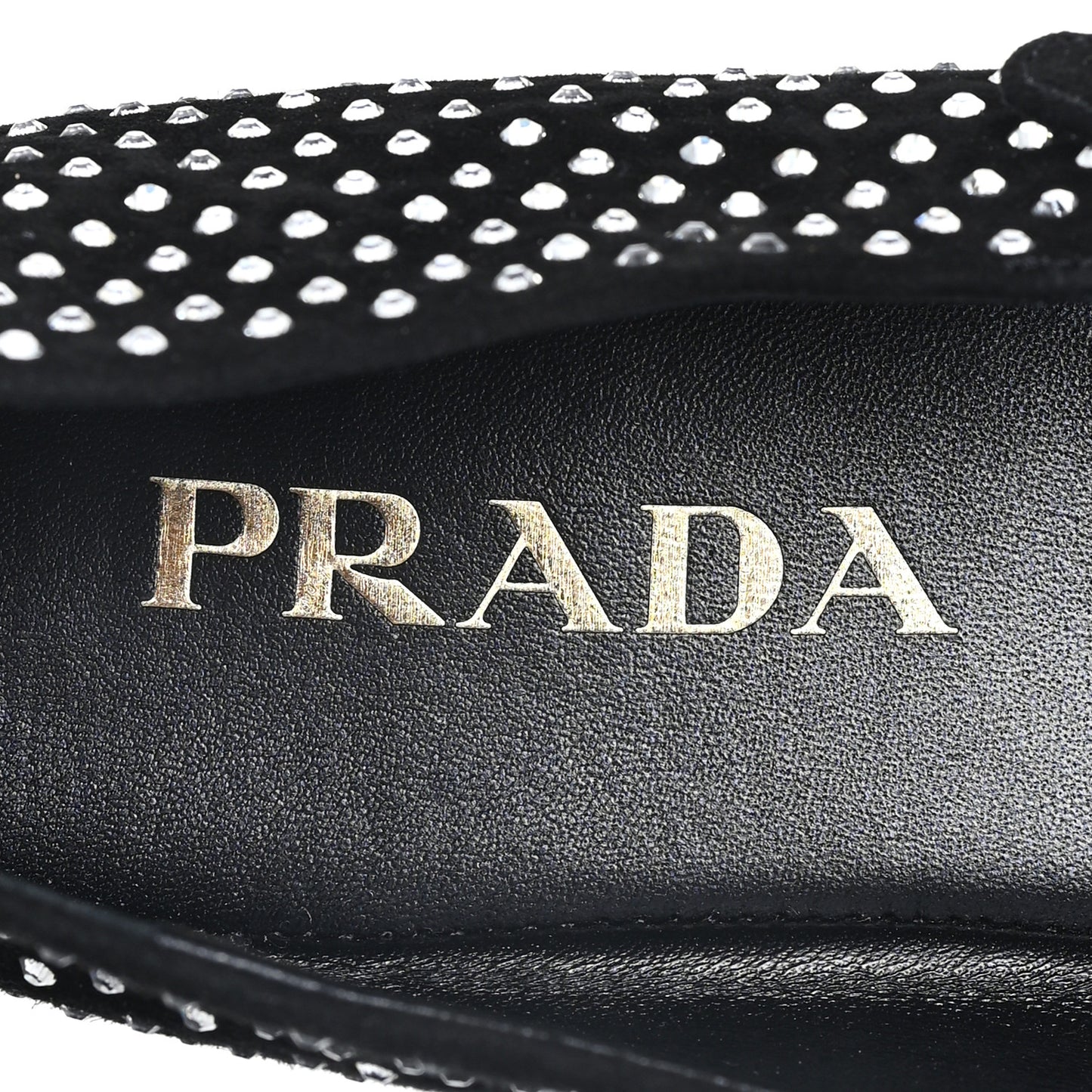Suede Crystal Ballerina Flats 40 Black