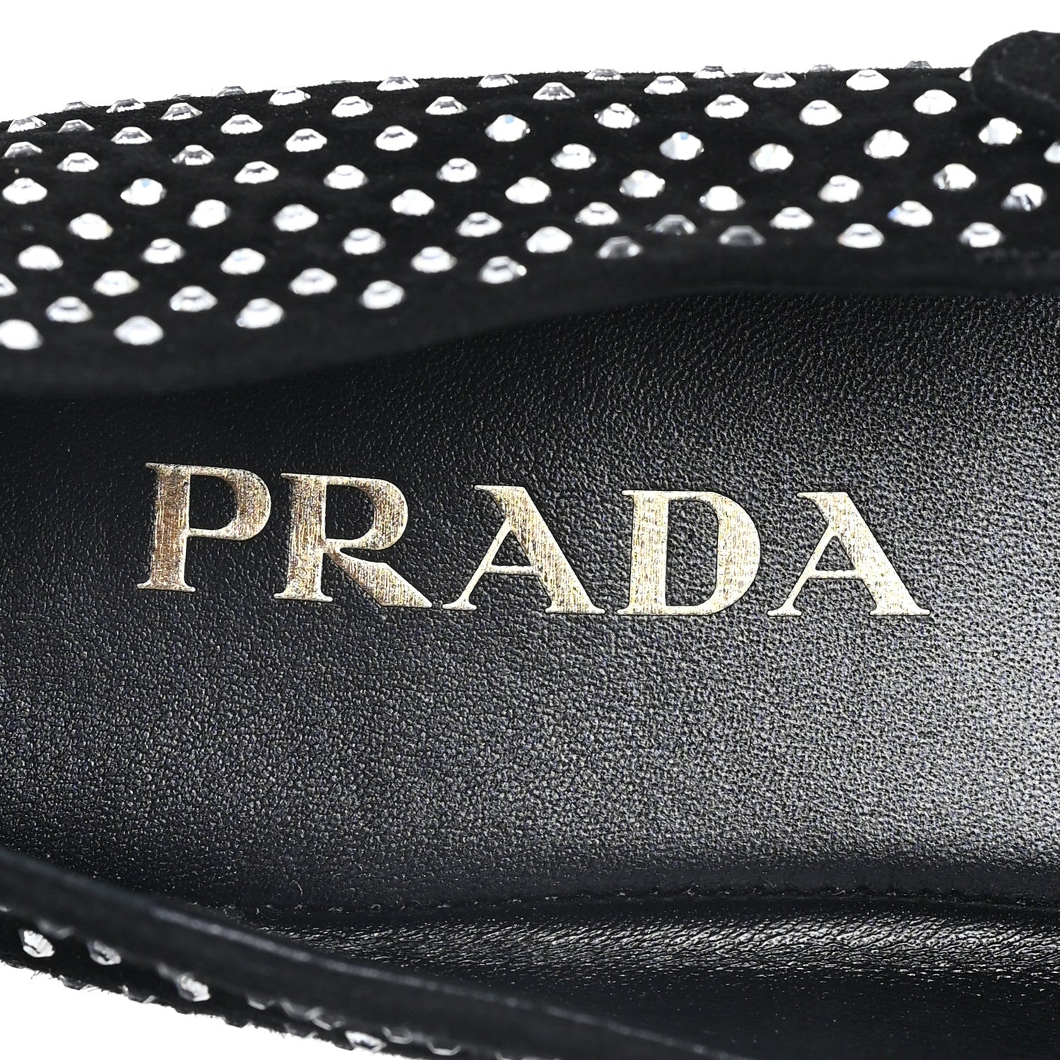 Prada Suede Crystal Ballerina Flats 40 Black 8 of 10