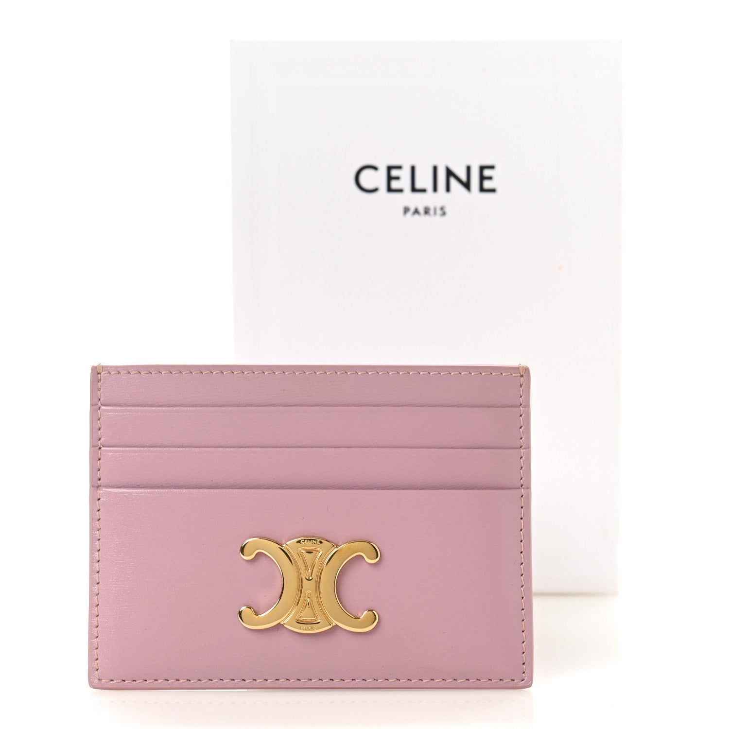 Celine Shiny Calfskin Triomphe Card Holder Petal 9 of 9