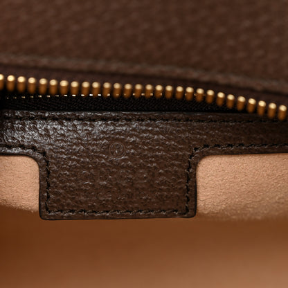 Gucci GG Supreme Monogram Textured Dollar Calfskin Web Small Ophidia Slip Handle Tote Beige Ebony New Acero 7 of 9