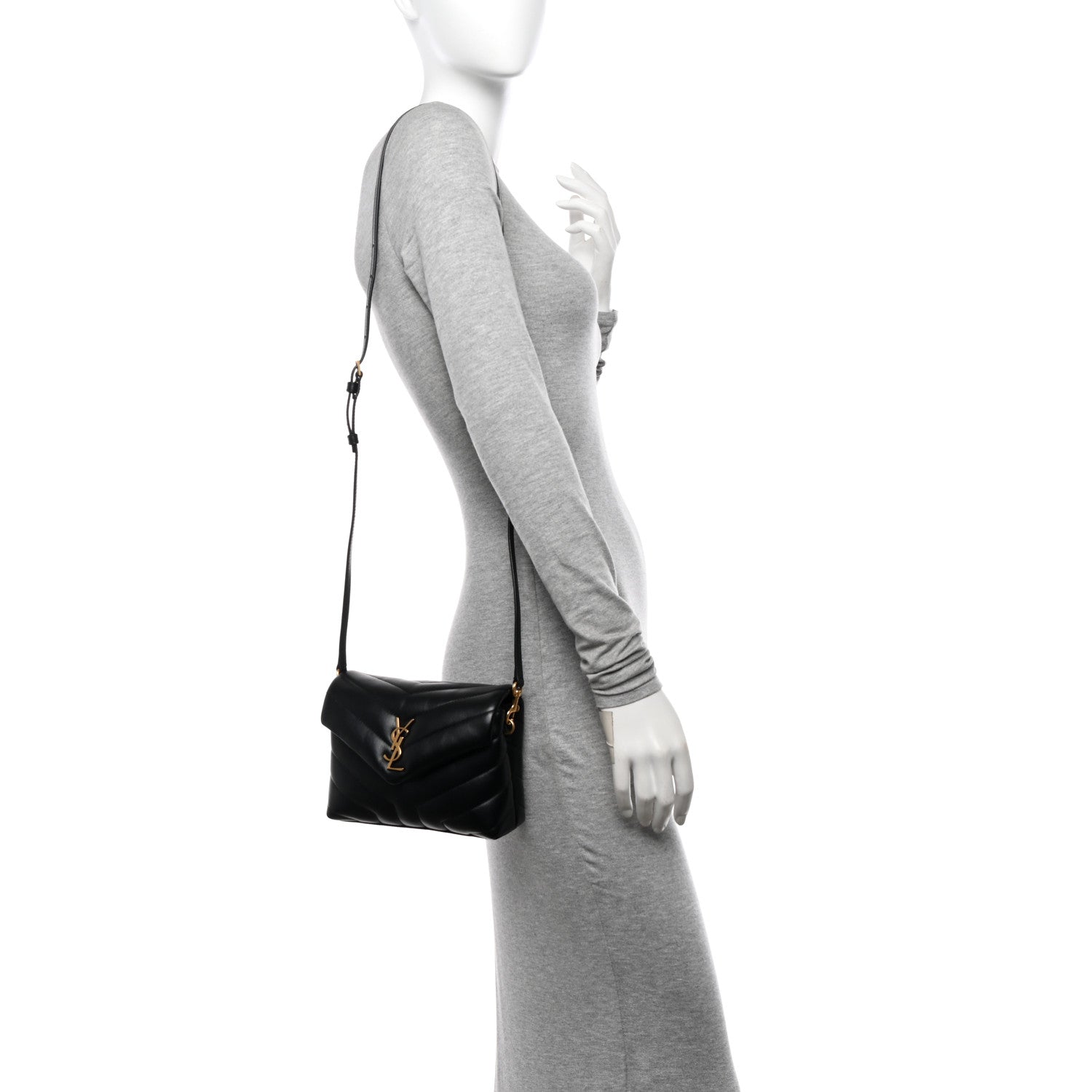 Saint Laurent Calfskin Y Quilted Monogram Toy Loulou Crossbody Bag Black 2 of 14